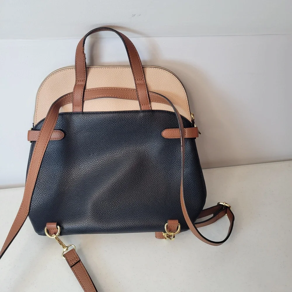 Nanette Lepore Convertible Backpack Crossbody Women Colorblock Vegan Leather